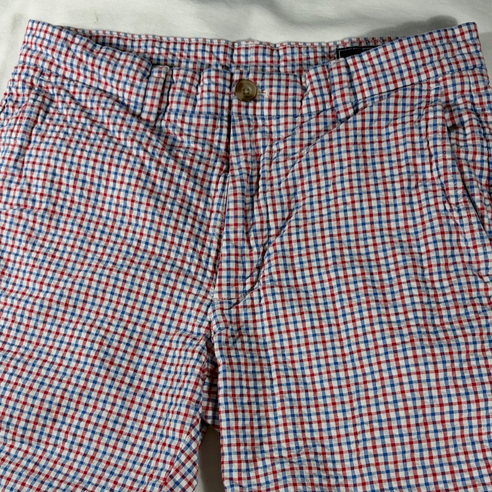 Vineyard Vines mens rwb check seersucker flat front Breaker 8" shorts - size 30